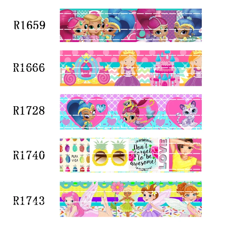 

50 yard Cartoon character 7/8inch 1inch 1.5inch 2inch 3inch printed cute princess grosgrain ribbon R1659