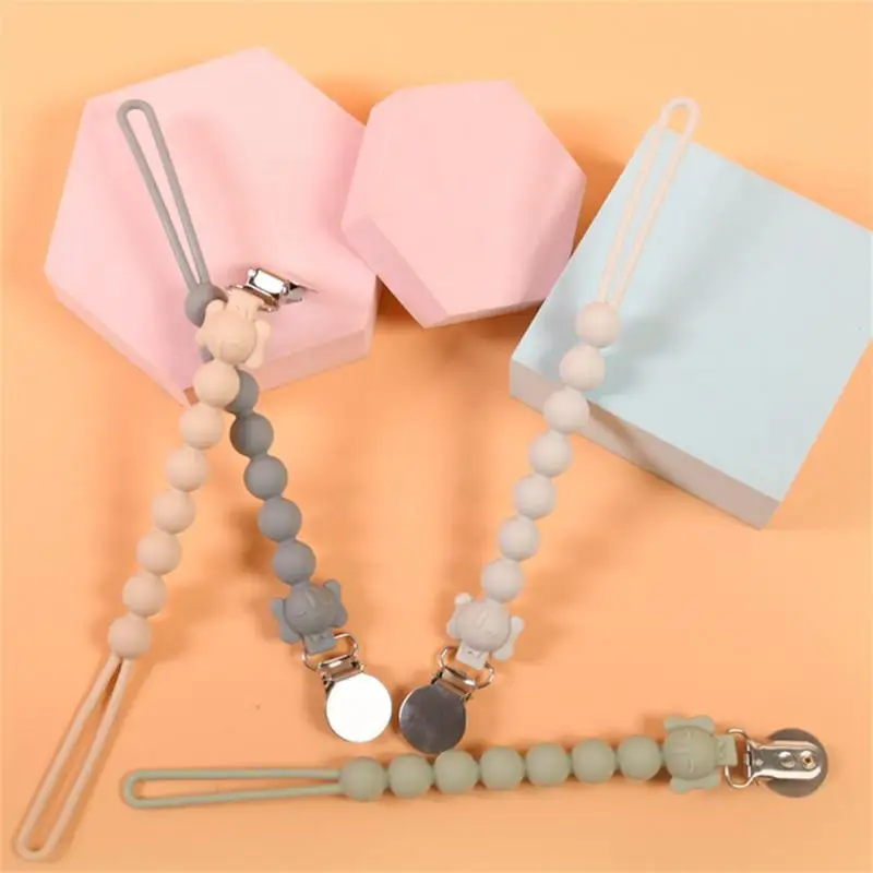 

Nipple Anti-drop Chain Good Elasticity Stainless Steel Clip Switch Pacifier Silicone Chain Wear-resistant 1pcs Molar Chain Soft