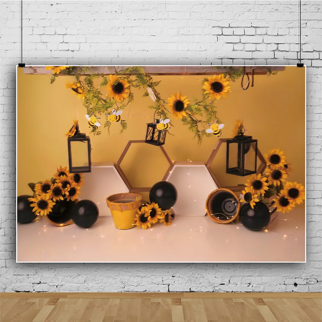 

Bright Yellow Theme Sunflower Background Portrait Photography Birthday Party Photozone Photo Decors Backdrops Photocall Studio