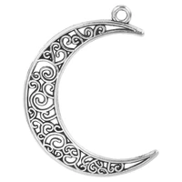fashion 10pcs 4133mm silver color metal zinc alloy hollow cut moon charms pendants fit jewelry making starry sky pendant charm