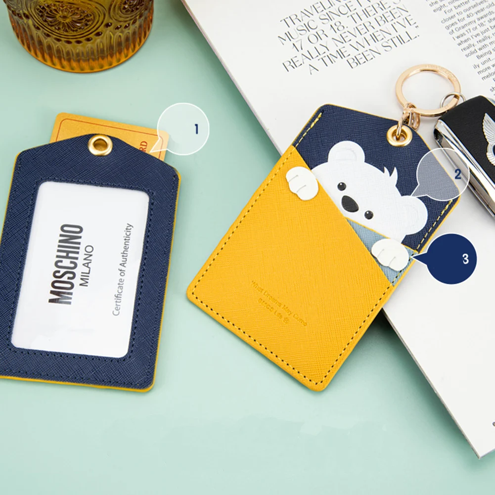 Photo Holder Bank Card Cover Card Protective Sleeve Double Detent Card Storage Pendant Card Holder Cartoon Rabbit Card Holder