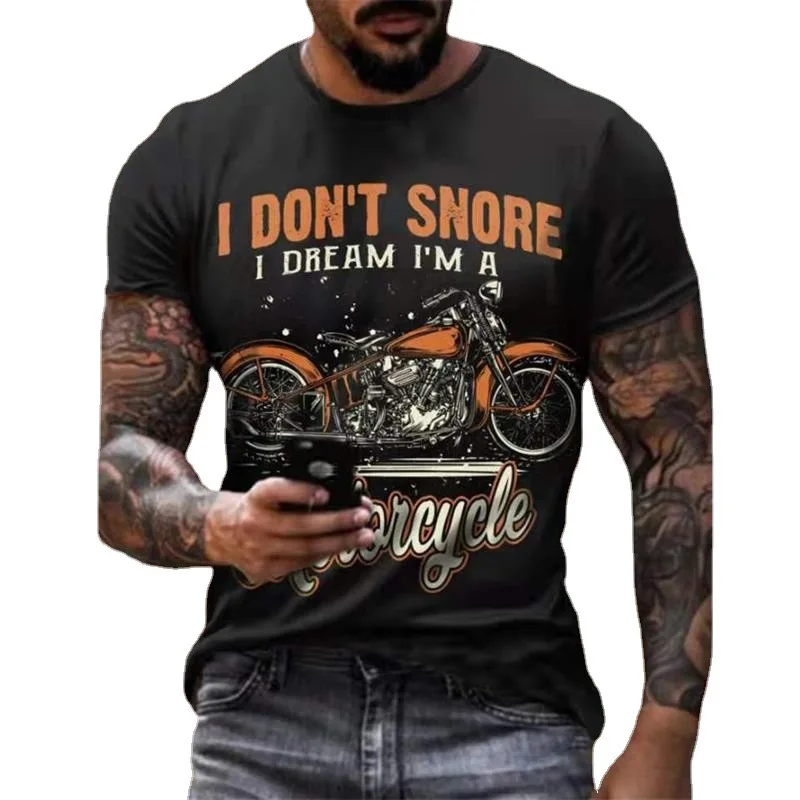 

Summer new retro men's short-sleeved T-shirt tops digital printing fashion biker big yards round neck men's loose T-shirt