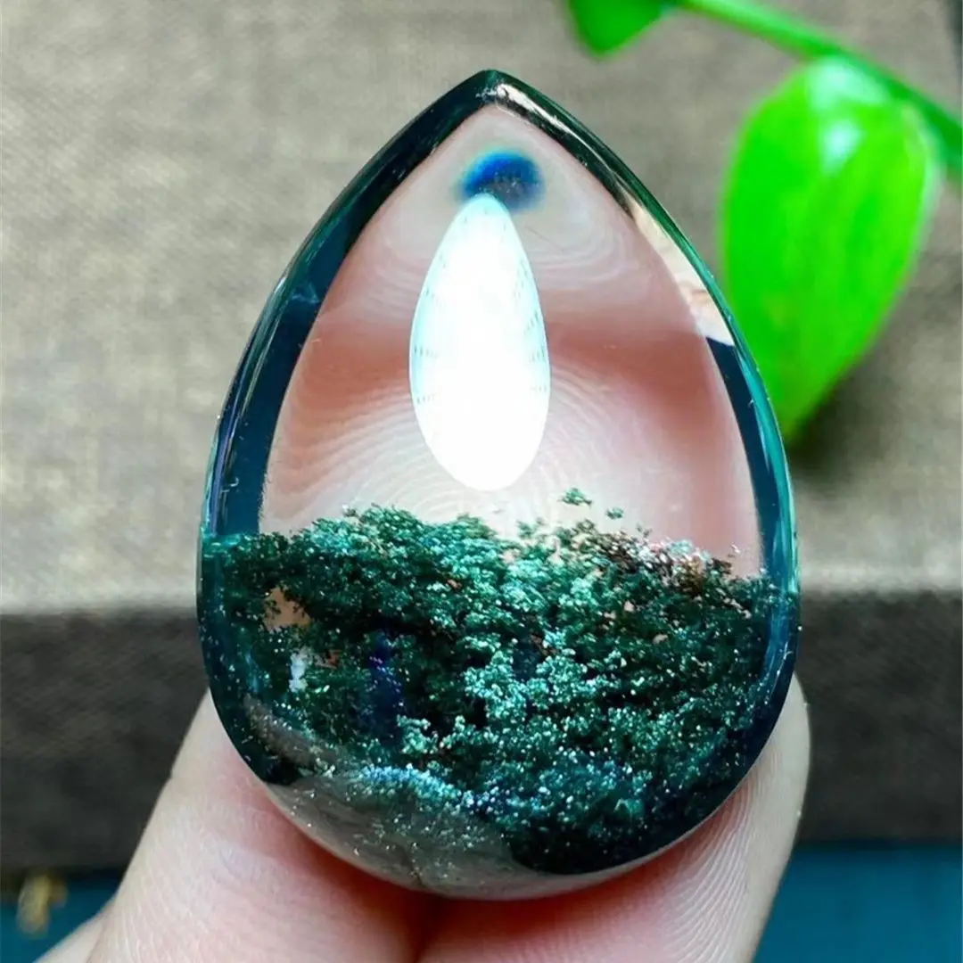 

Natural Green Phantom Quartz Pendant Jewelry For Women Men Healing Wealthy Gift 33x24x14mm Beads Crystal Clear Gemstone AAAAA