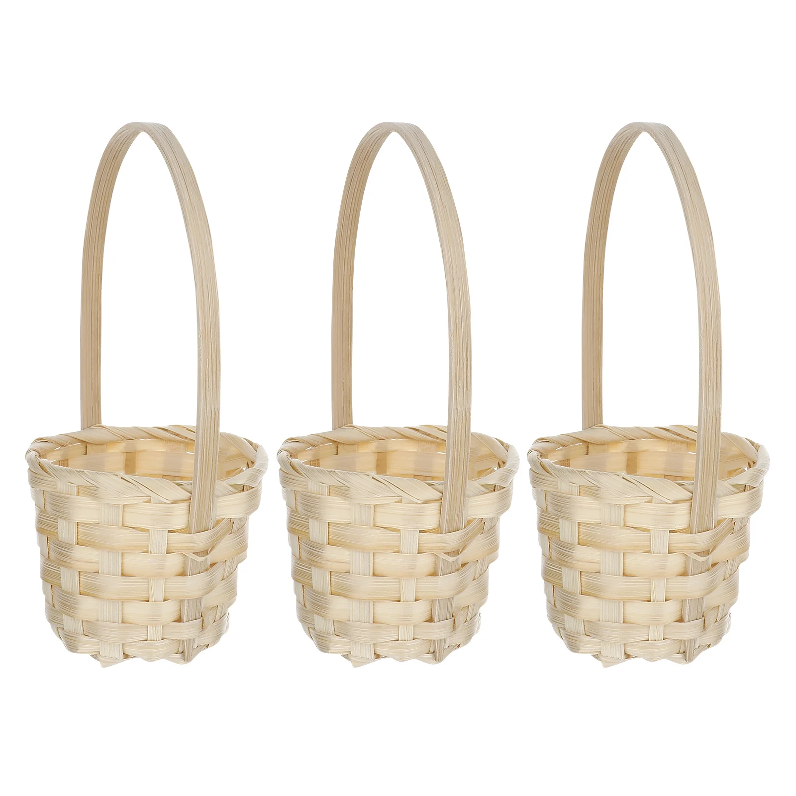 

5pcs Bamboo Woven Baskets Handled Flower Baskets Picnic Baskets Wedding Flower Holder Empty Baskets