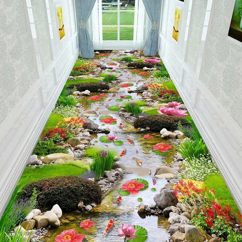 

Lawn Flower 3D Carpets Living Room Rug Long Corridor Hallway Mat Bedroom Area Rug Anti-slip Kitchen Rug Balcony Entrance Doormat