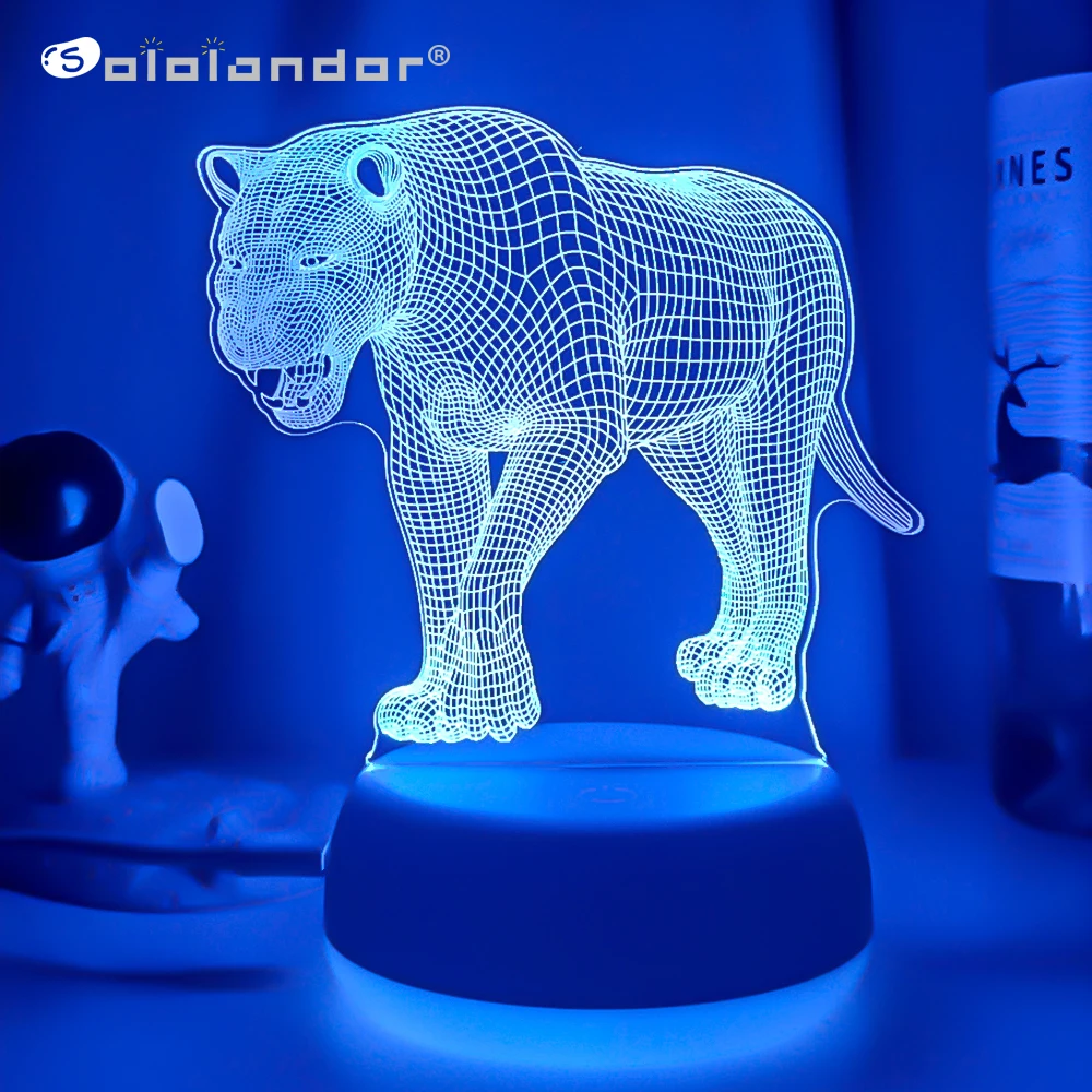 

3D Night Light Black Leopard Statue Animal Doll Abstract PVC Leopard Print Color Home Office Desk Decoration Gift Dropshipping