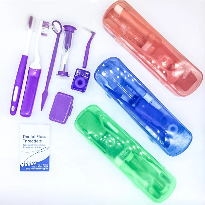 

SKYLUN Dental Oral Care Travel Clean Toothbrush Floss Thread 8PCS Orthodontic Hygiene Kit