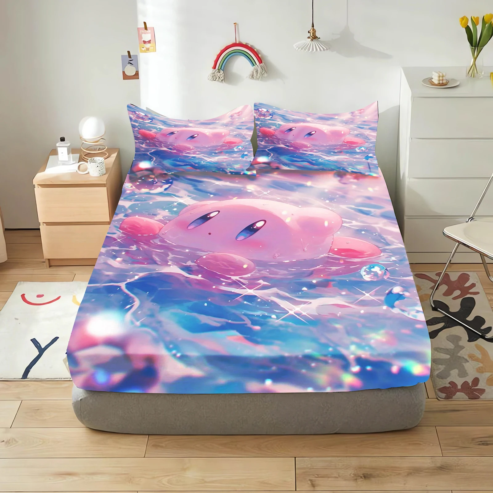 Простыня Kirby детские эластичные простыни из 100% полиэстера с героями мультфильмов