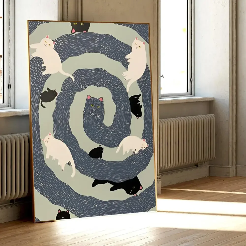 Милый художественный постер с изображением пары кошек искусство на стену