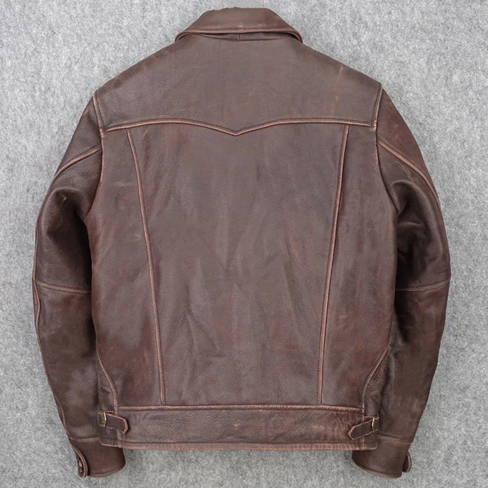 Мужской блейзер из натуральной коровьей кожи с большими карманами