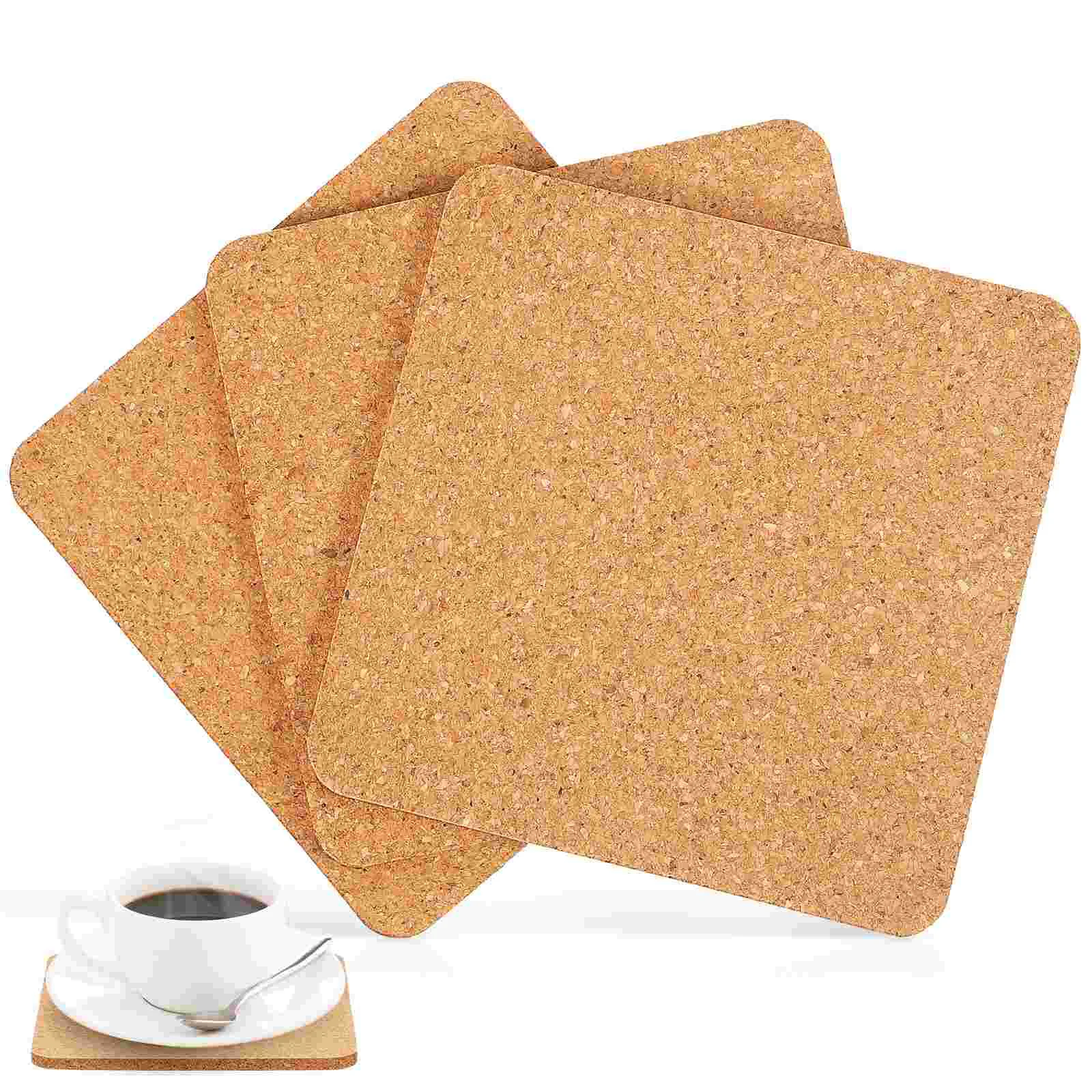 

3 Pcs Cork Coasters for Drink Square Cup Mats Reusable Coasters for Home Office Coffee Shop