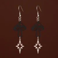 fashion ladies sweet black mushroom silver color star long pendant pendant earrings jewelry accessories gift acrylic earrings