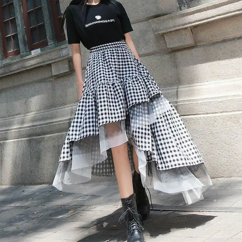 

Юбка-пачка из фатина с асимметричным подолом, многослойное свадебное платье невесты с завышенной талией, плиссированная юбка для выпускного вечера, черная, для торжества