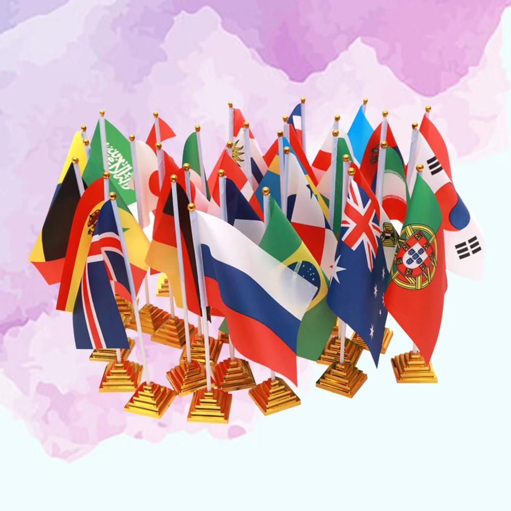 10 шт. 2018 г. международные флаги с подставкой мира для украшения стола