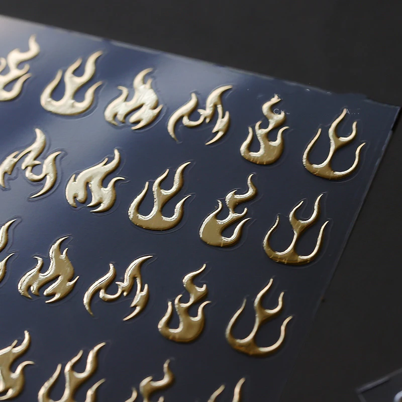 

Самоклеящиеся бронзирующие 3D-Наклейки для дизайна ногтей с эффектом горения пламени, разные цвета, серебристые, розовые, золотистые наклейки для ногтей, оптовая продажа