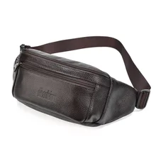 Business men's genuine leather waist bag fashion cowhide chest bag large capacity male fanny pack casual shoulder bag 