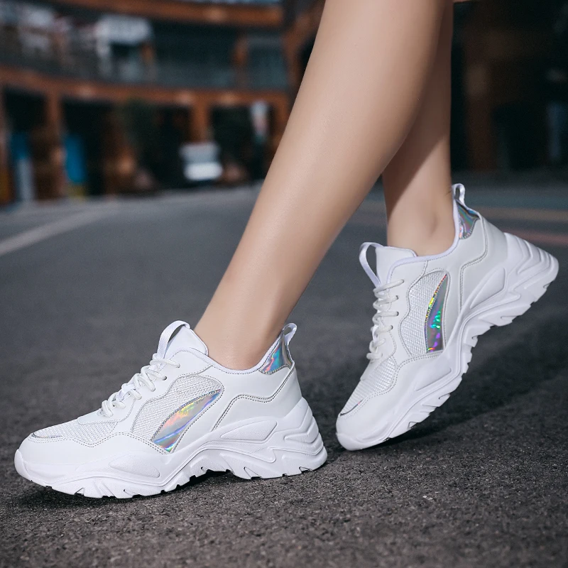 Women's Platform Sneakers Fashion Couples Shock Absorption Casual Vulcanized Shoes Ladies Lightweight Walking Footwear Non-Slip