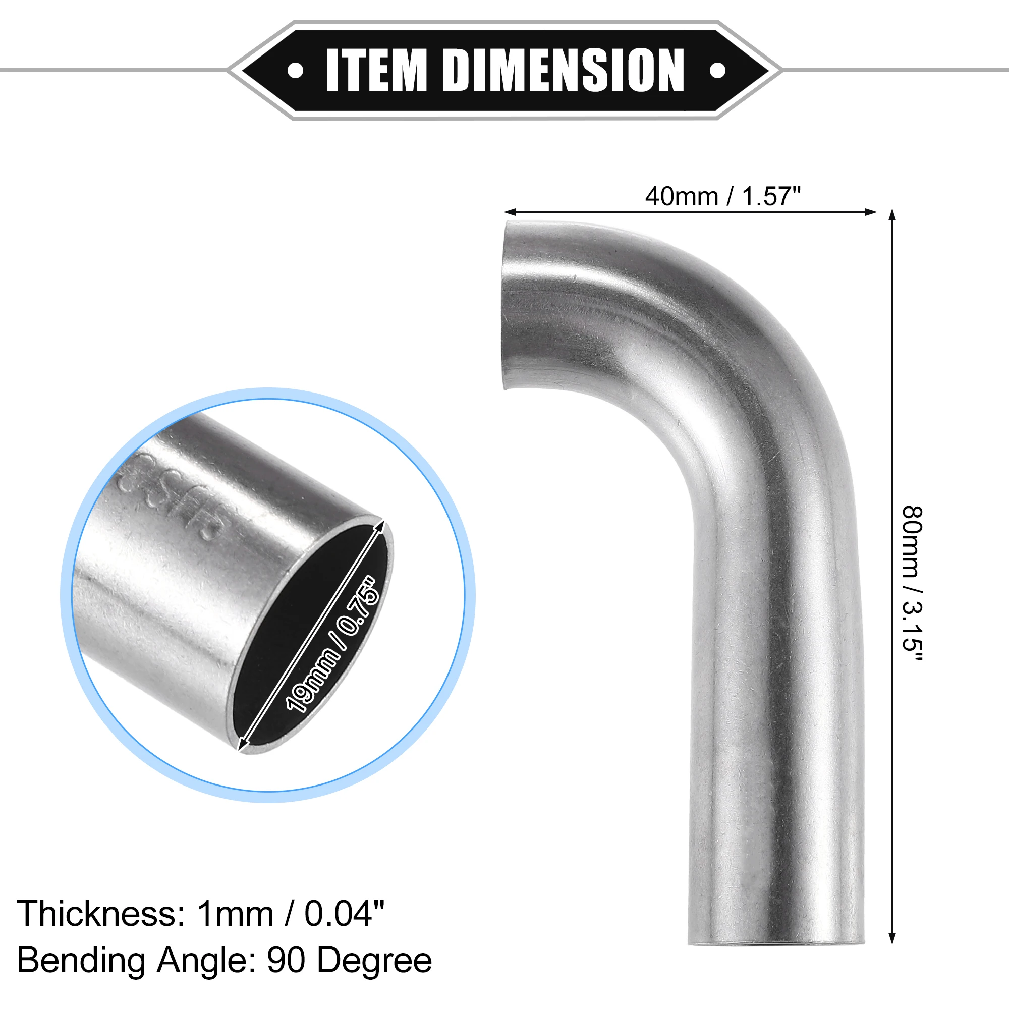

Uxcell изогнутая налокотная труба трубка OD 19 мм 25 мм 32 мм 38 мм 51 мм 63 мм 90 ° выхлопная труба для автомобиля 80 мм 87 мм 100 мм 110 мм 120 мм длина ноги