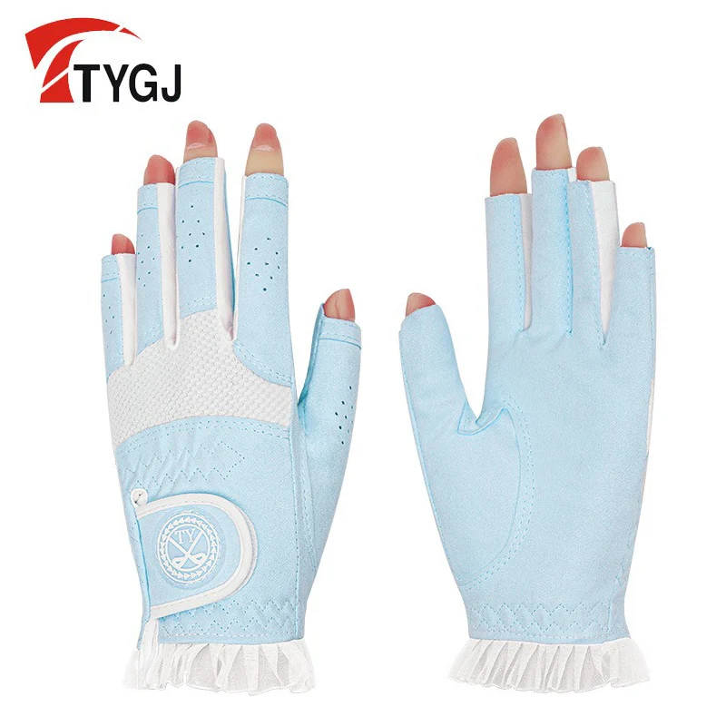 

TTYGJ Golf Women's Open Finger Gloves Microfiber Leather Breathable non-slip wear-resistant and comfortable Sunscreen Protection