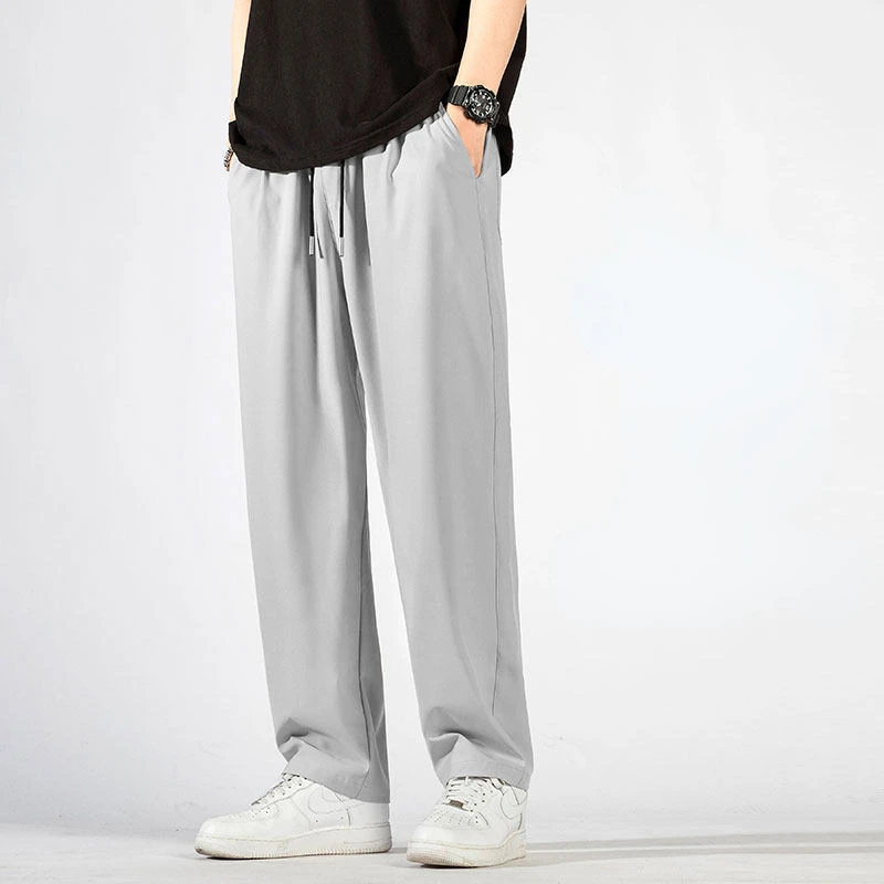 Summer New Ice Silk Pants Men's Trend Thin Nine-point Pants Men's Handsome Casual Trousers Summer Quick-drying Men's Pants