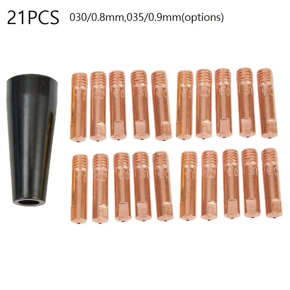 21PCS Gasless Nozzle Tips 0.9mm MIG Welder Nozzle Contact Tips For  125 Amp Welder 56355 56359 Welding Torch Welding Accessories