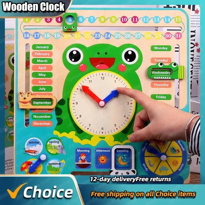 Детская деревянная доска с календарем датчиком погоды и обучением