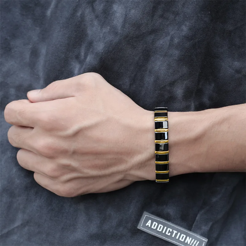 Titanium Steel Ceramic Energy Bracelet Germanium Anion Antioxidant Anti-radiation Fat Burning Hematite Health Bracelet