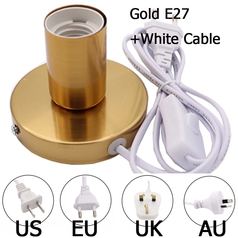 

Светодиодный удлинитель шнура питания для E27, черный/белый/золотой/серебристый