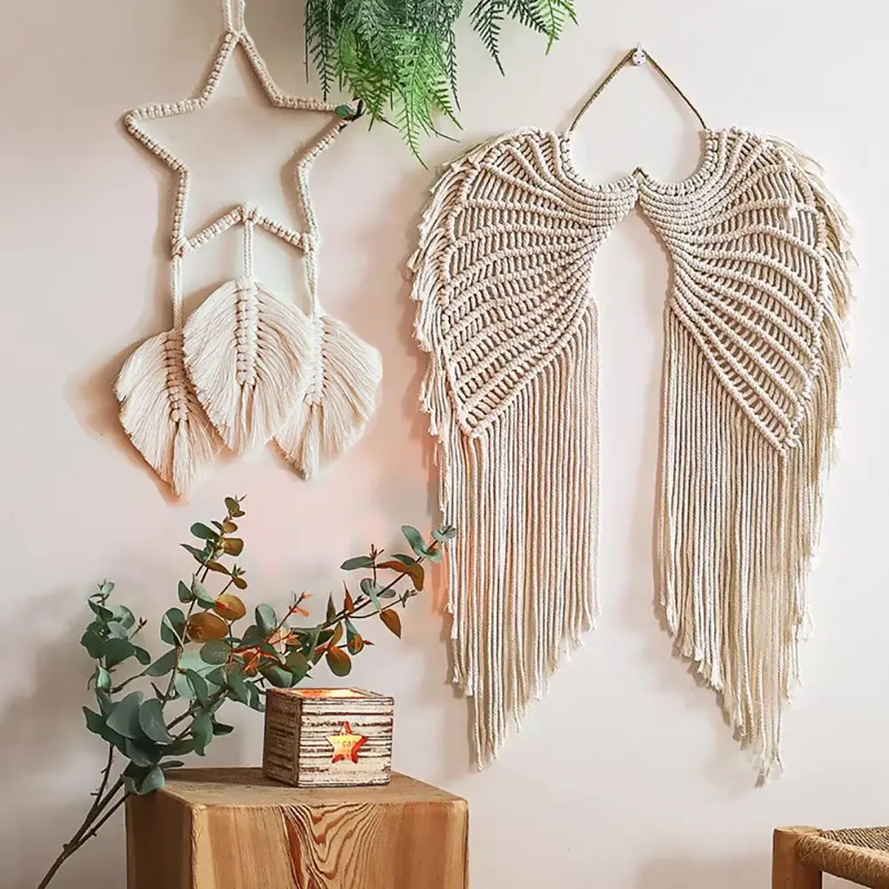 

Cotton Home Decoration Boho Living Room Wall Art Wall Hanging Angel Wings Tapestry Hand-woven Tapestry