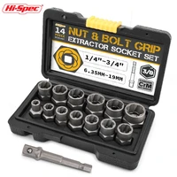 hi spec 14pc extraction socket set impact bolt nut remover set bolt extractor tool set for removing damaged bolts nuts screws