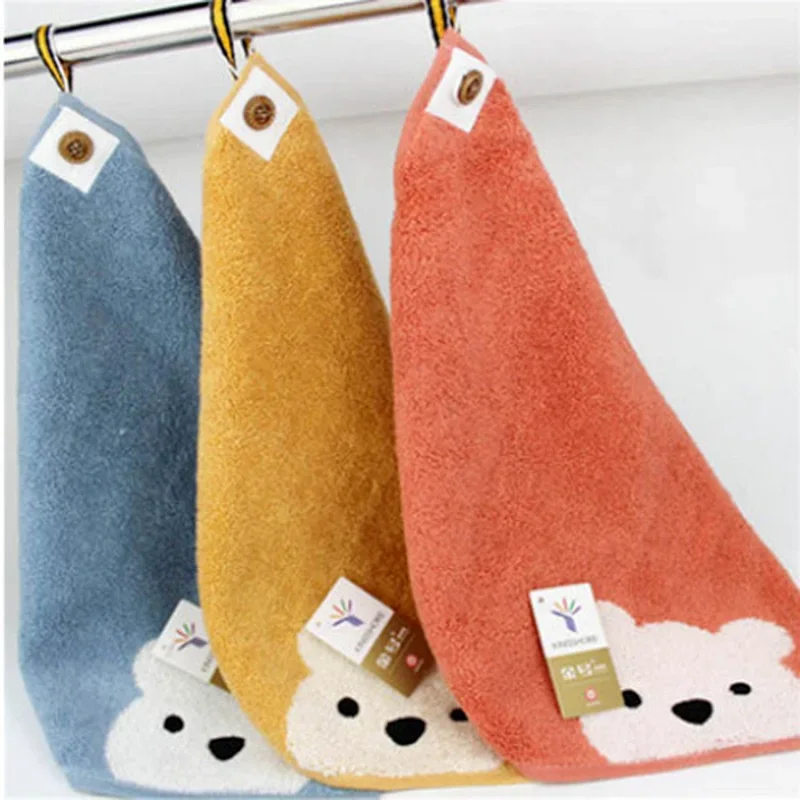 

Children Towels Baby Face Towel Cute Cartoon Bear Pattern Hang Hand Towel Soft Cotton Towels Kids Bathroom Products