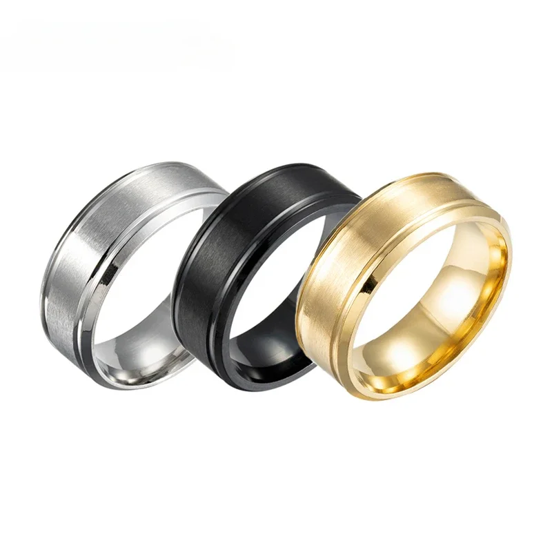 51JEWELRY простые обручальные кольца из нержавеющей стали черного золота для мужчин