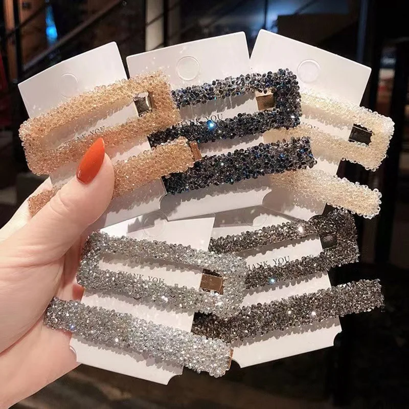 

Korean Crystal Hair Clips Pin for Women Fashion Geometric Side Clips Barrettes Headwear Girls Sweet Hairpins Hair Accessories