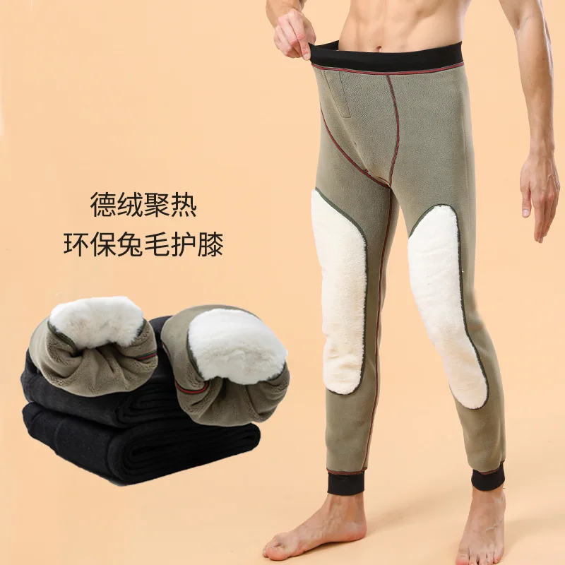 

Men's Thermal Pants with Fleece and Thickening Autumn/Winter 2023 High Waist Waist Extended Knee Protector Leggings