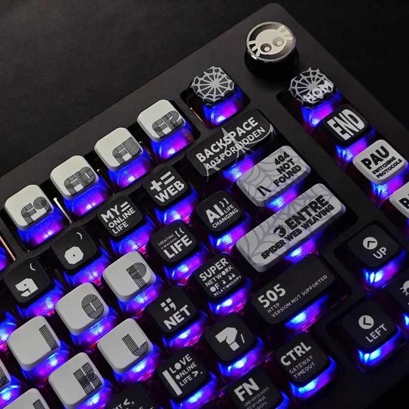 Набор механических колпачков для клавиатуры черный прозрачный