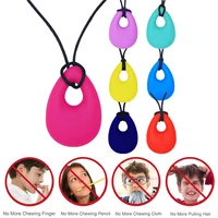 sensory chew necklace pendant for autism silicone teardrop baby teether toyssilicone toddler chewing necklace baby accessories