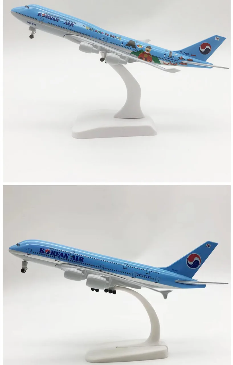 

20cm Alloy Metal KOREA KOREAN AIR Boeing 747 B747 AIRBUS A380 Airplane Model Diecast Plane Model Aircraft w Wheels Landing Gears