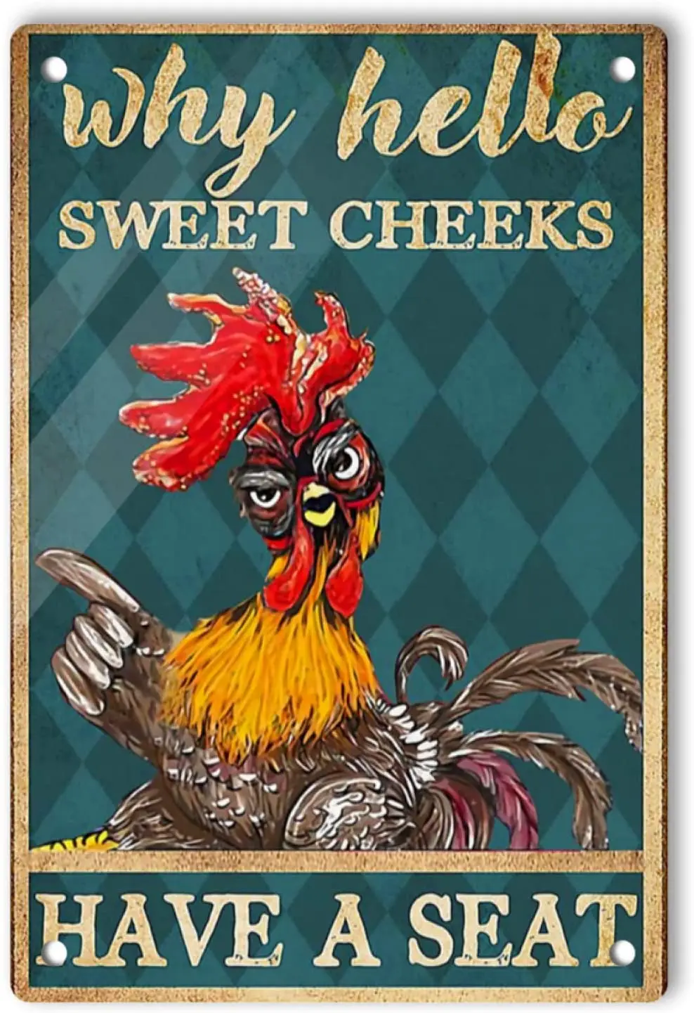 

Chicken Retro Tin Sign, Vintage Lightweight Aluminum Wall Plaque Signs Decor Funny Gifts Men Cave Home Bar Cafes Pubs