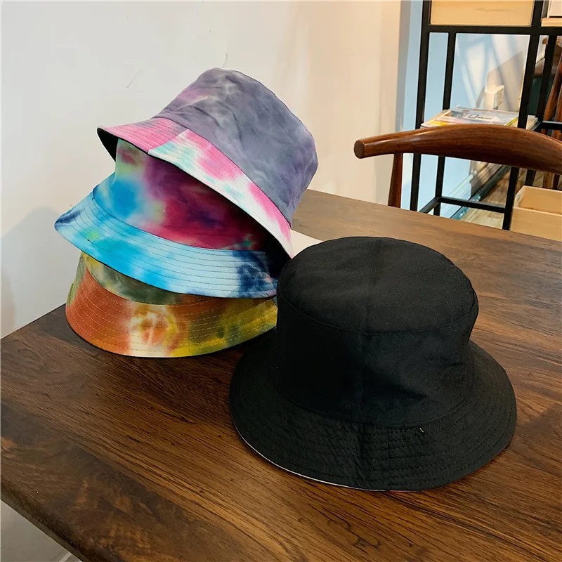 

Adult Bucket Hat Fisherman Hat Reversible Fishing Hat Colourful Graffiti Bob Caps Hip Hop Creative Tie Dye Gorros Men Women
