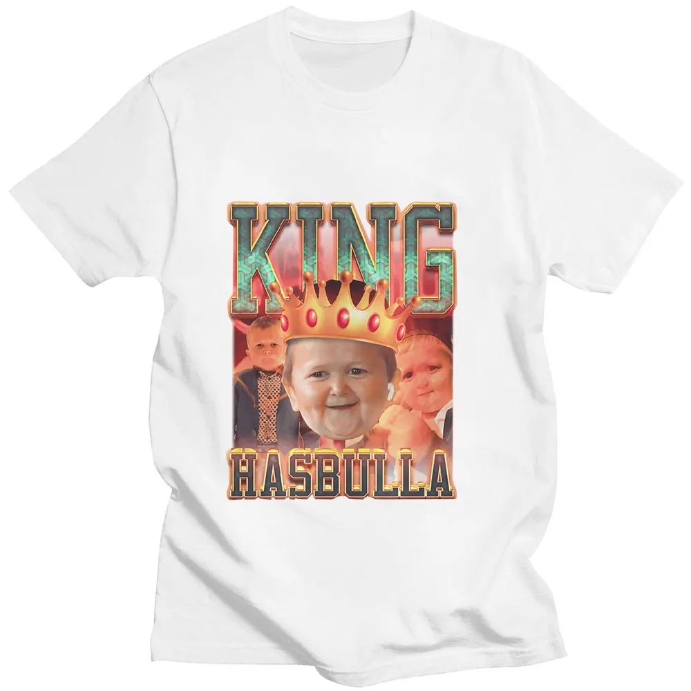 

Hasbulla Fighting Meme Mini Khabib Blogger Classic Crown Boy Print Summer Short Sleeve Thin Cotton Loose Casual Man T-Shirt Tide
