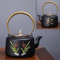 high quality cast iron teapot induction cooker kettle with strainer tea pot oolong tea coffee maker office tea set 1 2l