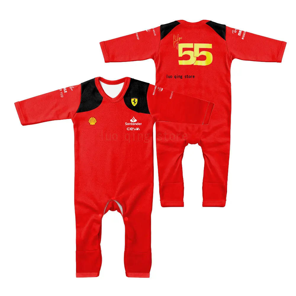 

Новинка весна-осень 2023 для маленьких мальчиков и девочек F1 гонки для экстремального спорта на открытом воздухе красная Команда 16 #55 # боди для водителя детский цельный костюм