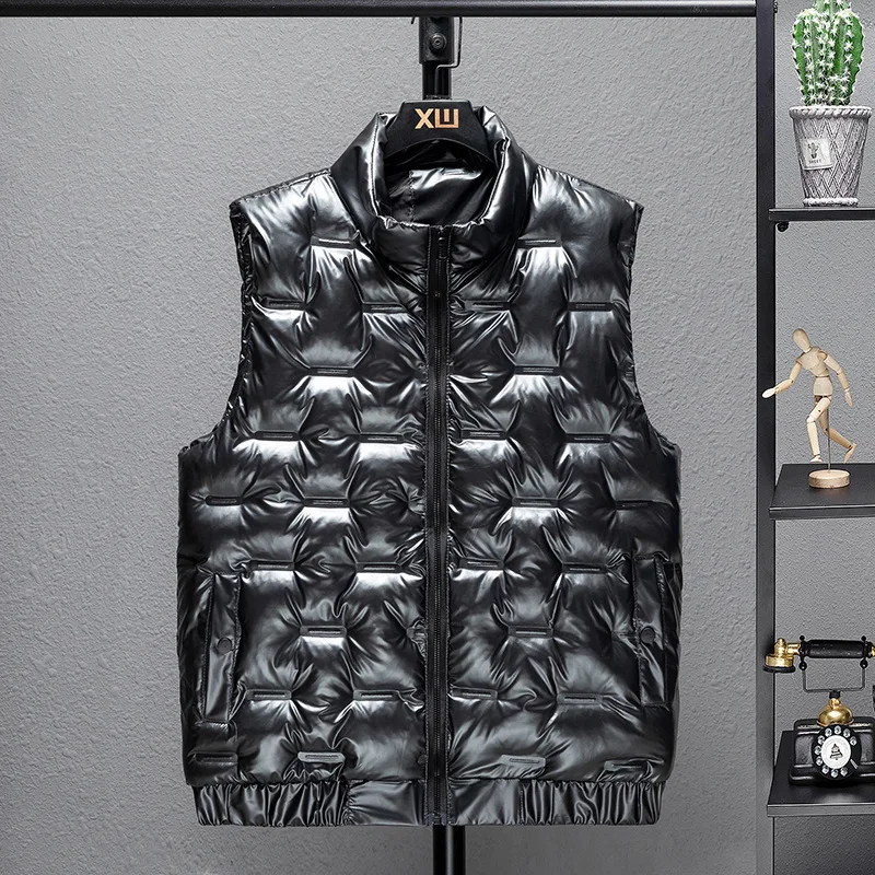 2022 autumn and winter men's and women's new jacket vest casual trend bright color down cotton vest thickened warm silver vest