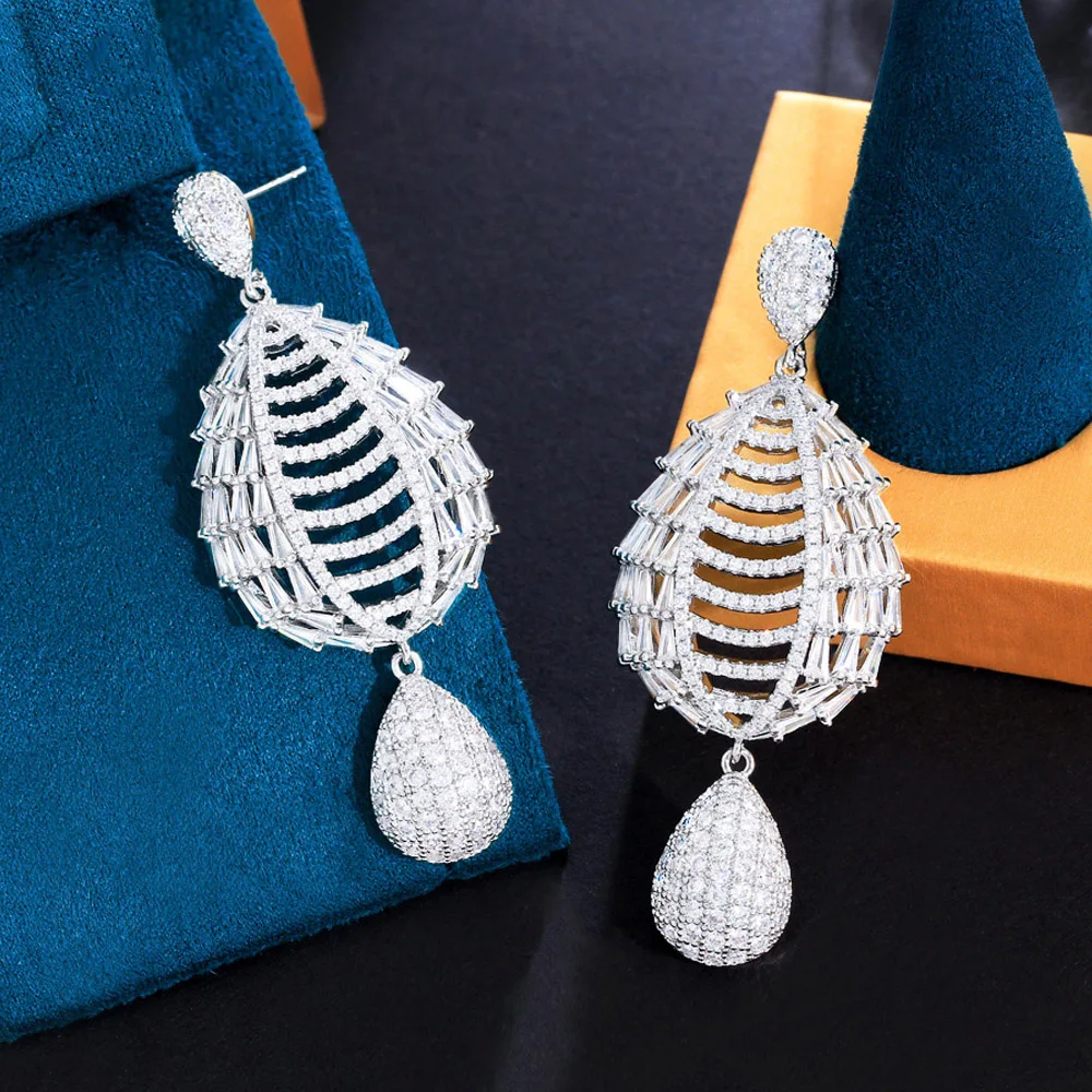 

ThreeGraces High Quality Cubic Zirconia Long Geometric Dangling Drop Earrings for Women Fashion Punk Party Dress Jewelry E1131