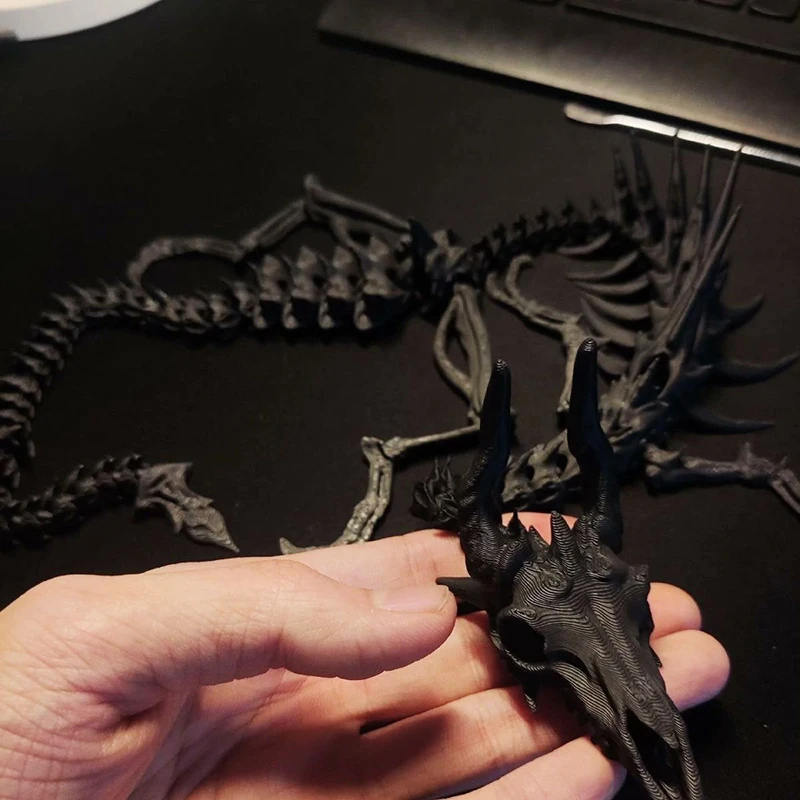Фото Новая креативная 3D печать скелет дракона вращающаяся шарнирная подвижная модель забавные костяные драконы орнамент декор для рабочего стола детский подарок №3