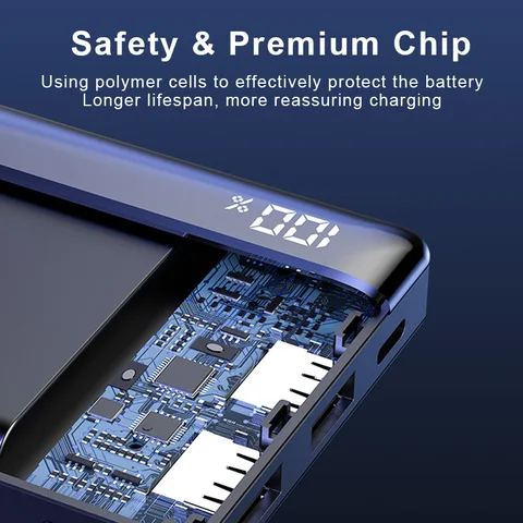 MOVESPEED K10 Power Bank 10000 мАч, два порта USB A, быстрая зарядка, внешний большой аккумулятор для iPhone 15Pro, Samsung S23 Xiaomi 14