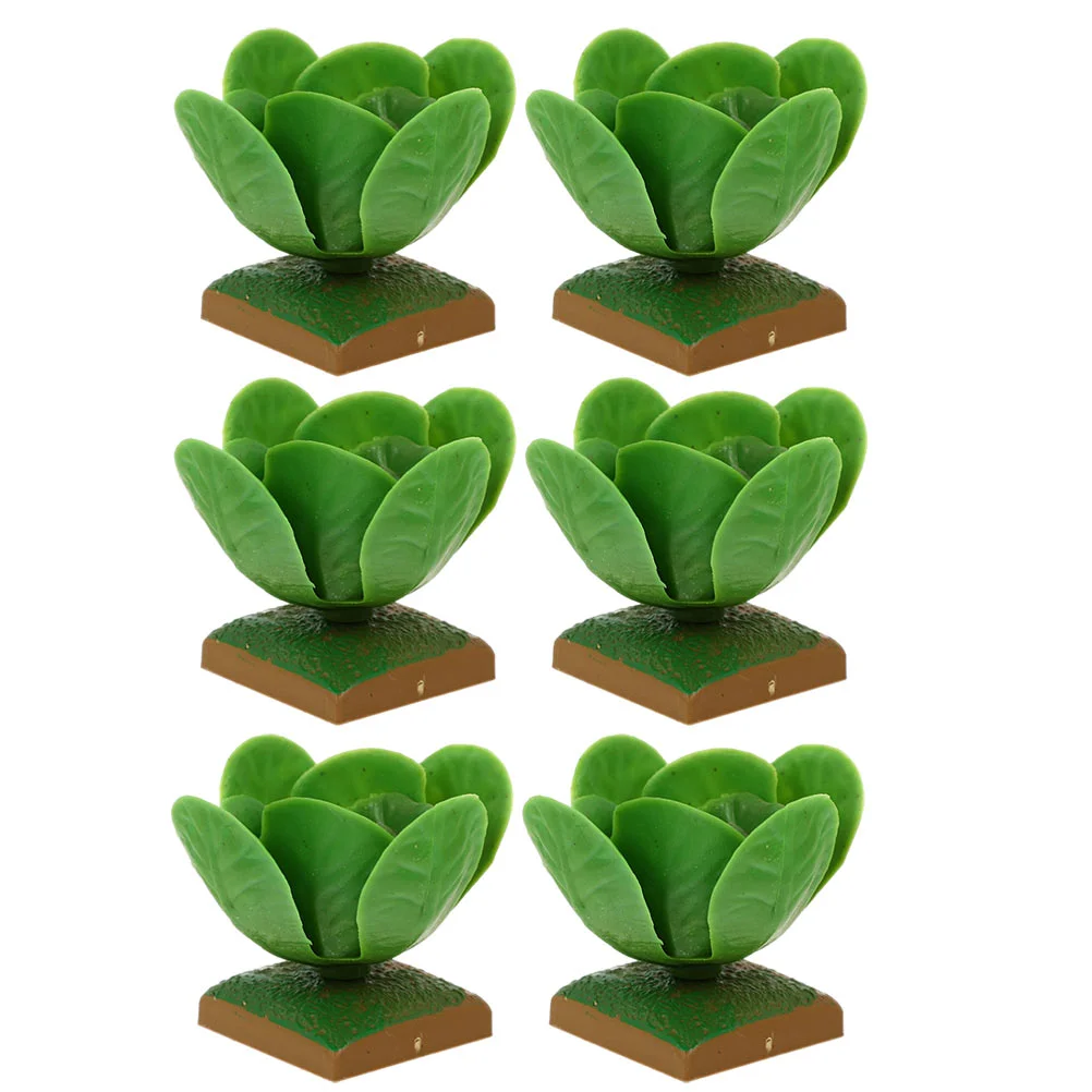 

6 Pcs Miniature Dolls Artificial Cabbage Micro Landscape Vegetable Mini Sand Table Fake Cabbage Sand Table Decoration