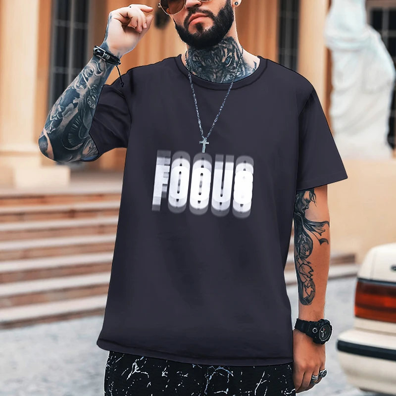 

2022 Men Shirt English Words Fashion New Clothes 3D Printing Trendy T-shirt Round Neck Top Brand Clothing Super Large Size 5XL