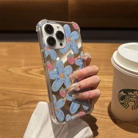 retro mirror flower phone case for iphone 13 12 11 pro max mini xr xs max x 6 7 8 plus se strawberry cute back phone cover