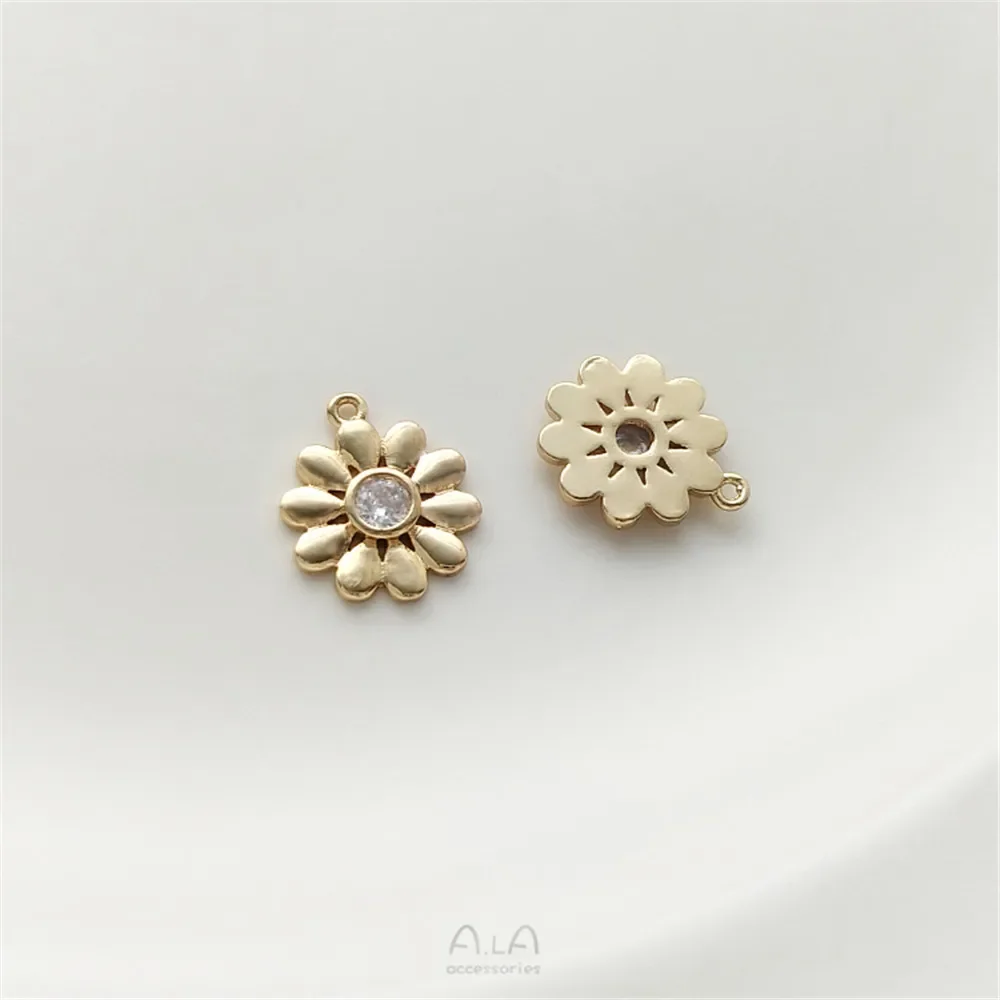 14K упаковка золотого цвета сохраняющий циркон маленькая ромашка тюльпан роза